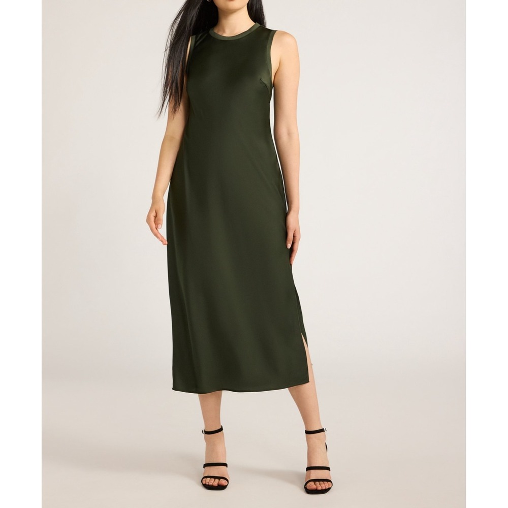Sleeveless Midi Dress in Olive Green